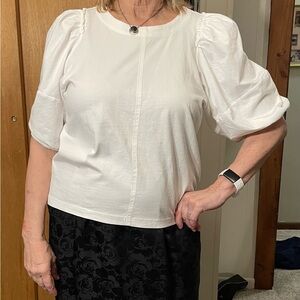 Madewell White Puff Sleeve Blouse Relaxed Fit